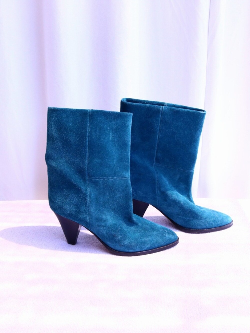 Isabel Marant Rouxa Teal Suede Heeled Boots US 6.5 , EU 37